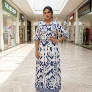 Long Frock -Blue & White